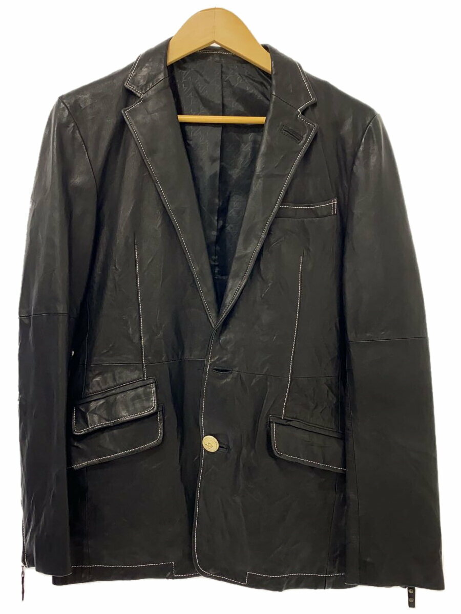 【中古】COMME CA DU MODE MEN◆テーラードジャケット/M/羊革/BLK/無地//【メンズウェア】