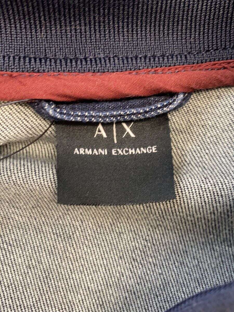 【中古】ARMANI EXCHANGE◆リブカラー ロゴサイドライン デニムジャケット/XS/IDG/6ZZB20 Z2DRZ/ダブルジップ【メンズウェア】