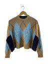 【中古】PINKO◆ニット・セーター(厚手)/S/アクリル/ブラウン/アーガイルチェック/1B13ZR-Y5ST【レディースウェア】