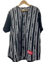 【中古】Supreme◆半袖シャツ/L/コットン/BLK/ストライプ【メンズウェア】