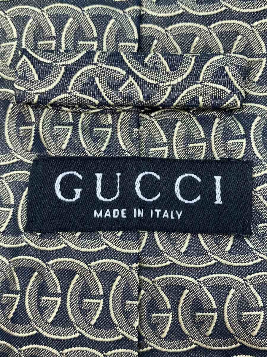 【中古】GUCCI◆ネクタイ/シルク/グレー/総柄/メンズ【服飾雑貨他】