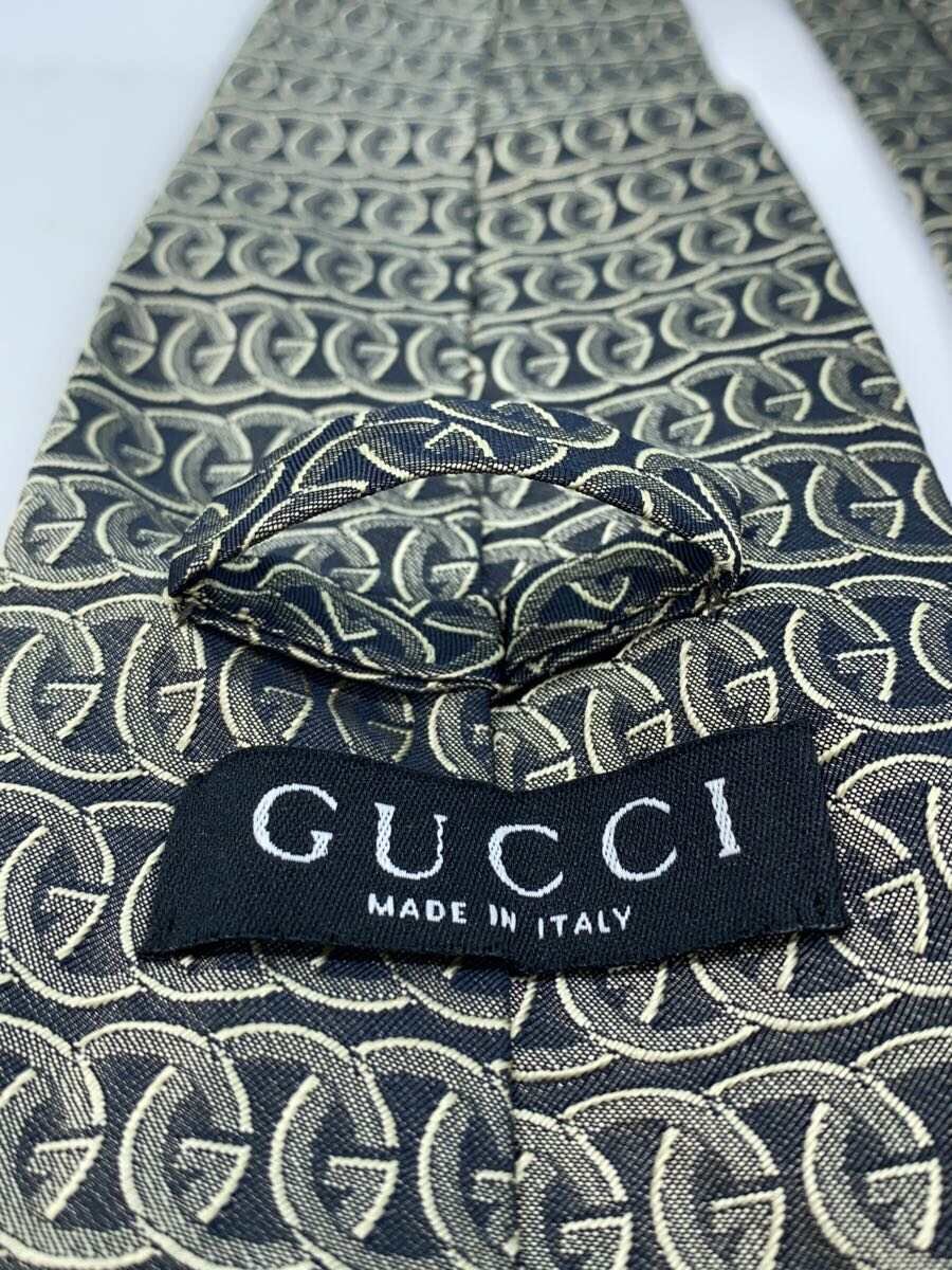 【中古】GUCCI◆ネクタイ/シルク/グレー/総柄/メンズ【服飾雑貨他】