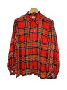 【中古】Van Heusen◆50s/開襟シャツ/M/レーヨン/RED/チェック【メンズウェア】(4)