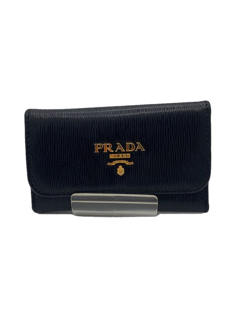 【中古】PRADA◆キーケース/レザー/BLK/無地/レディース【服飾雑貨他】