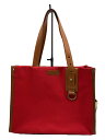 【中古】BURBERRY◆トートバッグ/キャンバス/RED/無地【バッグ】