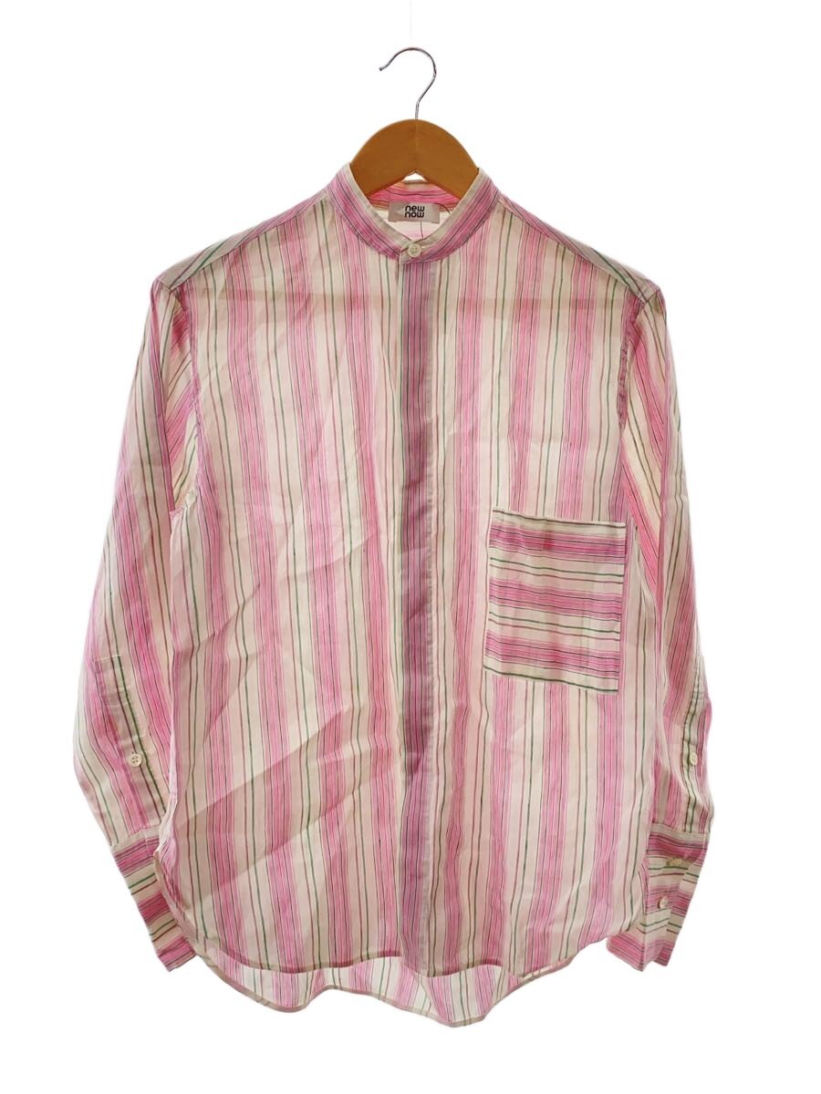 newnow/長袖シャツ/S/リネン/PNK/ストライプ/ Mix Stripe Shirt/シルク混//