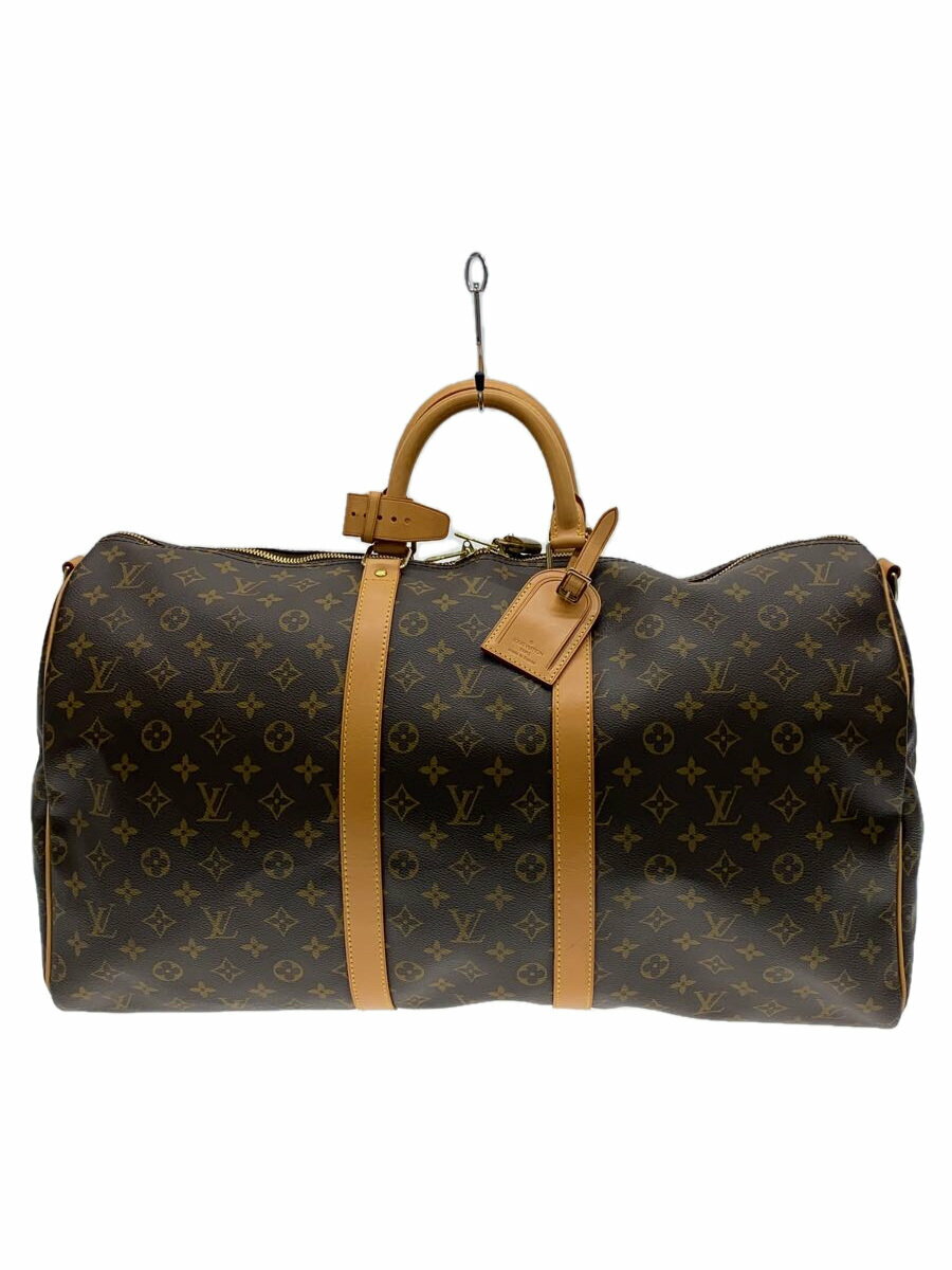 【中古】LOUIS VUITTON◆キーポル・バンドリエール55_モノグラム・キャンバス/PVC/BRW【バッグ】