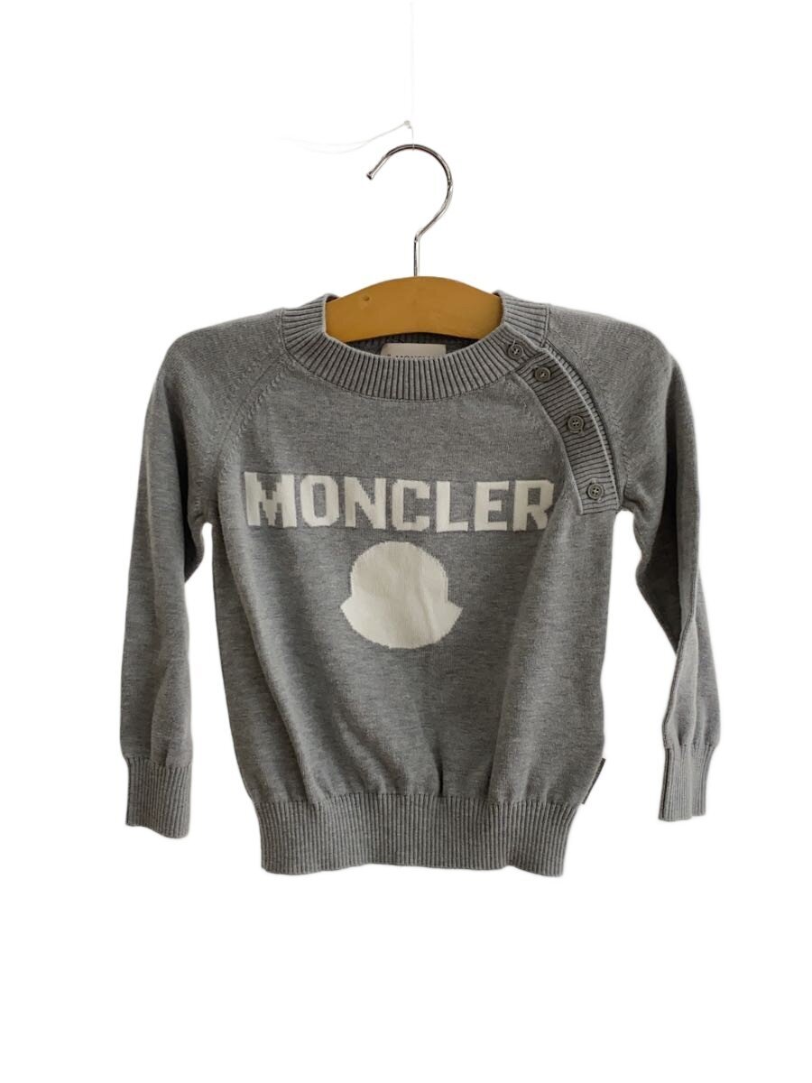 【中古】MONCLER◆ニット・セーター/100cm/コットン/GRY/無地【キッズ】