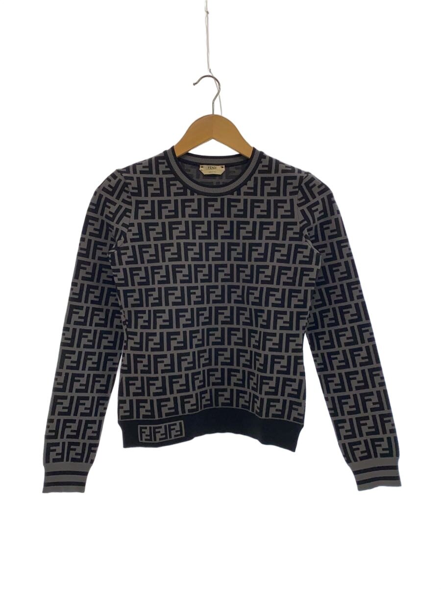 【中古】FENDI◆ニット・セーター(厚手)/40/ブラック/ズッカ柄/FZY703 A5QG【レディースウェア】