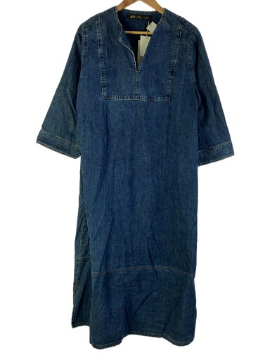 【中古】Cloth & Cross◆長袖ワンピース/2/コットン/IDG/無地/OP-L368【レディースウェア】 【中古】Cloth & Cross◆長袖ワンピース/2/コットン/IDG/無地/OP-L368【レディースウェア】