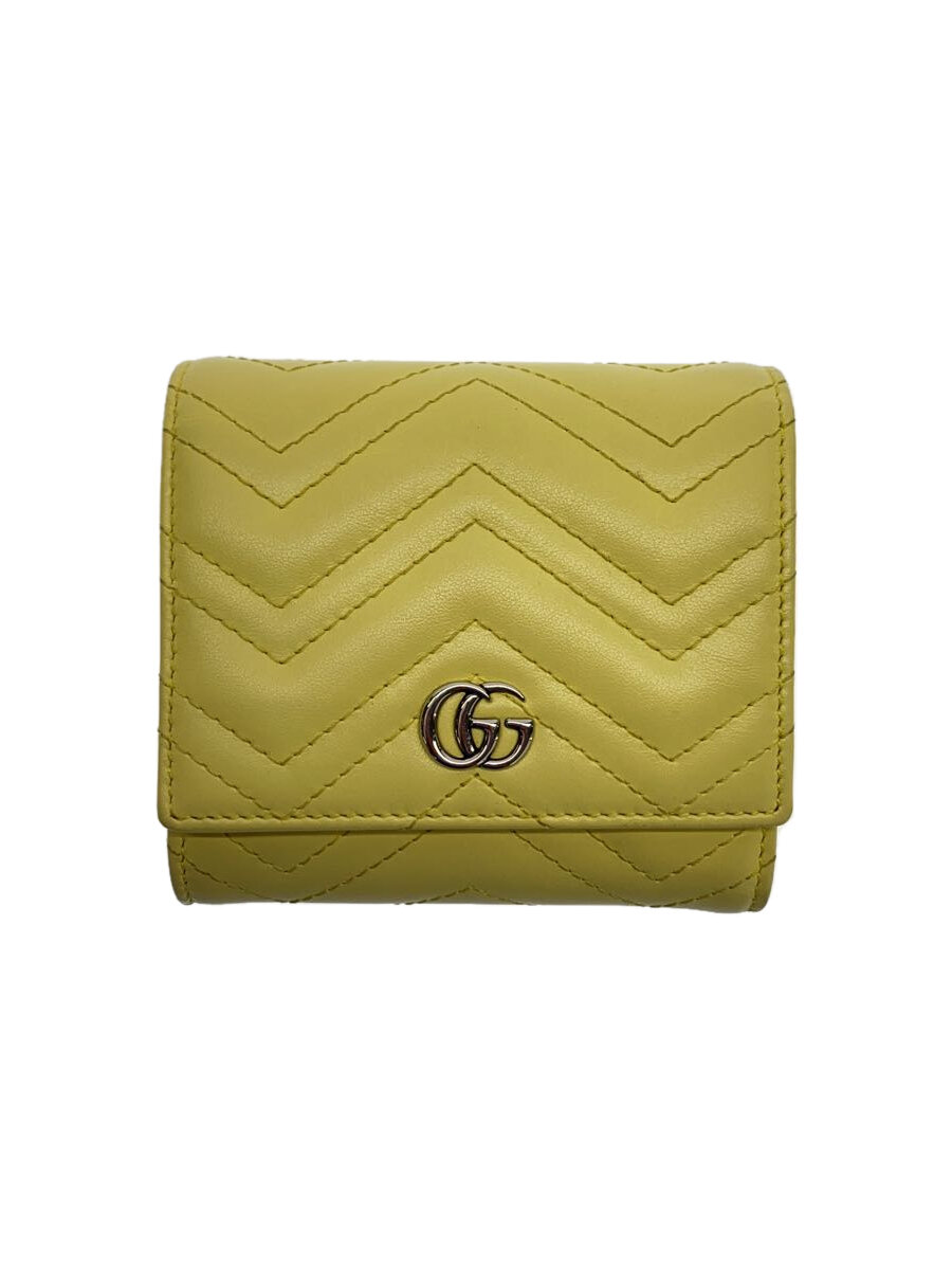 Clothing Accessories (Caps, Ties, Belts) - 【中古】GUCCI◆3つ折り財布_GGマーモント_レザー_イエロー/レザー/YLW/レディース【服飾雑貨他】