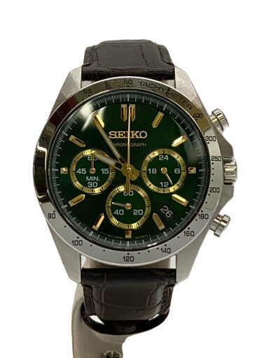 【中古】SEIKO◆クォーツ腕時計/アナログ/レザー/GRN/BRW/8T63-00D0【服飾雑貨他】 【中古】SEIKO◆クォーツ腕時計/アナログ/レザー/GRN/BRW/8T63-00D0【服飾雑貨他】
