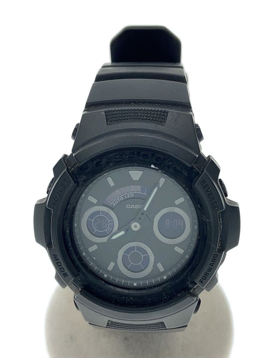 【中古】CASIO◆クォーツ腕時計・G-SHOCK/アナログ/ラバー/BLK/BLK【服飾雑貨他】