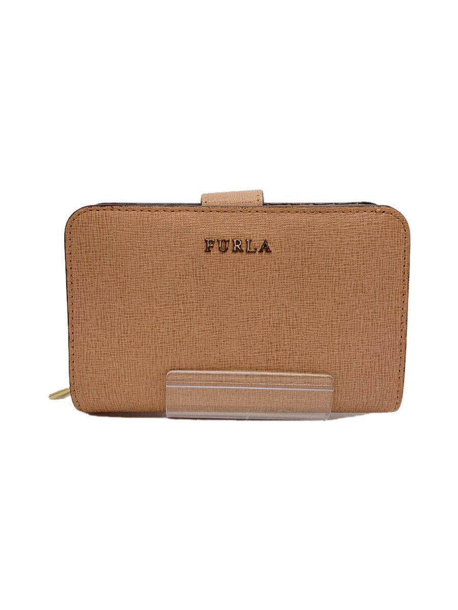 【中古】FURLA◆2つ折り財布/--/PNK/無地/レディース【服飾雑貨他】