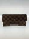 【中古】LOUIS VUITTON◆ポルト・トレゾール・インターナショナル_ダミエ・エベヌ_BRW/PVC/BRW/レディース【服飾雑貨他】