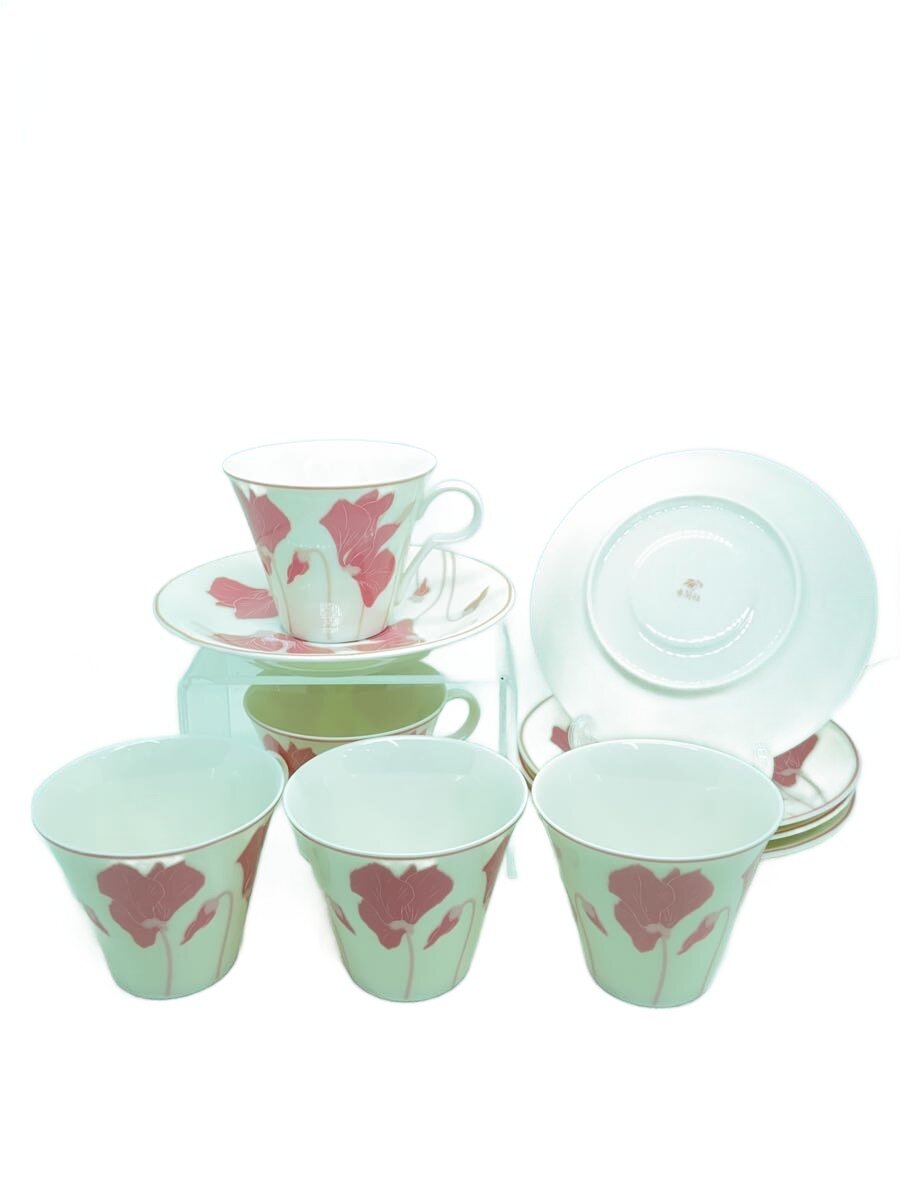 【中古】香蘭社◆シクラメン/カップ&ソーサー/5点セット//【キッチン用品】