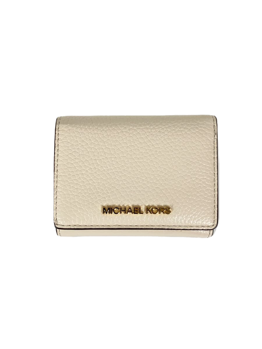 【中古】MICHAEL KORS◆3つ折り財布/レザー/クリーム/レディース【服飾雑貨他】