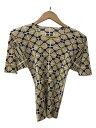 【中古】PLEATS PLEASE ISSEY MIYAKE◆半袖カットソー/3/ポリエステル/YLW/総柄/PP82-JK533【レディースウェア】
