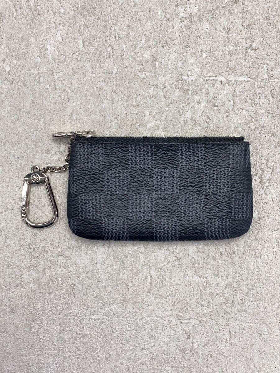 【中古】LOUIS VUITTON◆ポシェット・クレ_ダミエ・グラフィット/PVC/GRY/メンズ【服飾雑貨他】
