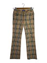 【中古】BURBERRY BLUE LABEL◆ストレートパンツ/34/コットン/BEG/チェック/FQ516-205-42【レディースウェア】
