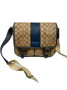 【中古】COACH◆ショルダーバッグ_ヘリテージストライプ_シグネチャー_ベージュ/--/BEG/総柄【バッグ】