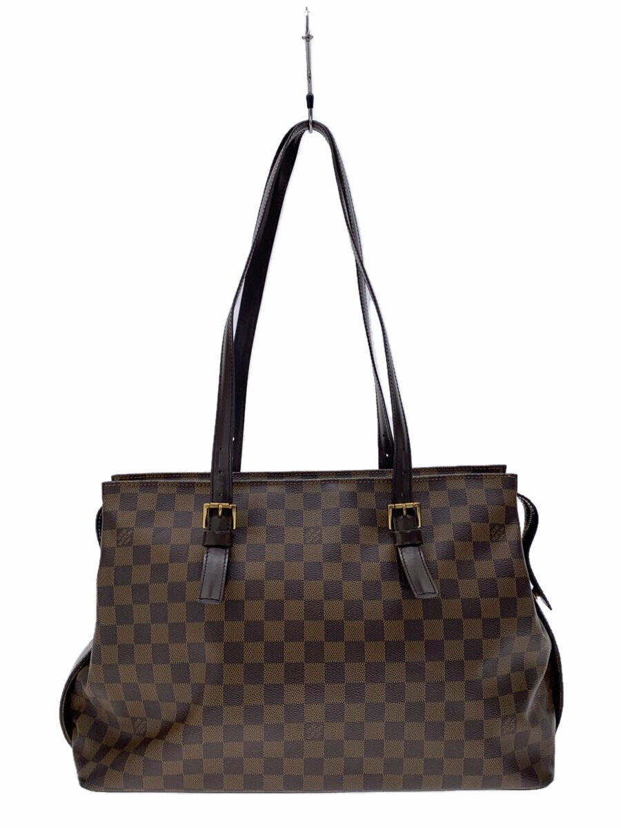 【中古】LOUIS VUITTON◆チェルシー_ダミエ・エベヌ_BRW/PVC/BRW【バッグ】