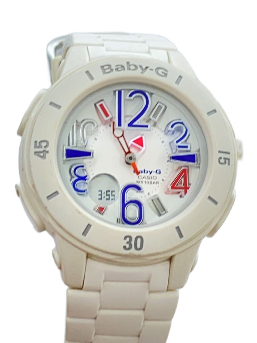 A, E, H, I, O, V, W - 【中古】CASIO◆クォーツ腕時計・Baby-G/デジアナ/ホワイト【服飾雑貨他】