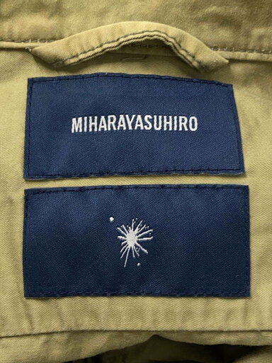 【中古】MIHARA YASUHIRO◆カウレザー切替/半袖シャツ/46/カーキ/91103119【メンズウェア】