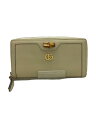 【中古】GUCCI◆ジップアラウンドウォレット_グッチダイアナ_バンブー_GGマーモント/レザー/CRM/レディース【服飾雑貨他】