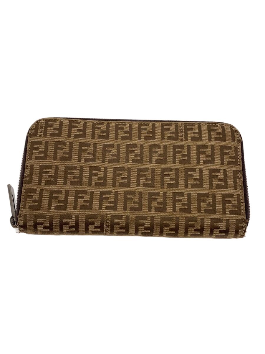 【中古】FENDI◆ズッカ柄/ラウンドジップ/長財布/キャンバス/BEG/総柄/メンズ【服飾雑貨他】