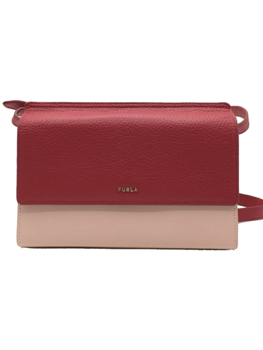 【中古】FURLA◆ショルダーバッグ/レザー/RED【バッグ】