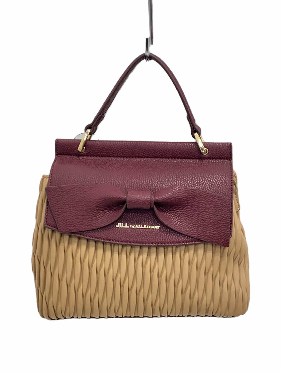 【中古】JILL by JILLSTUART◆エンボスリボンバッグ/ハンドバッグ/レザー/BEG/無地【バッグ】