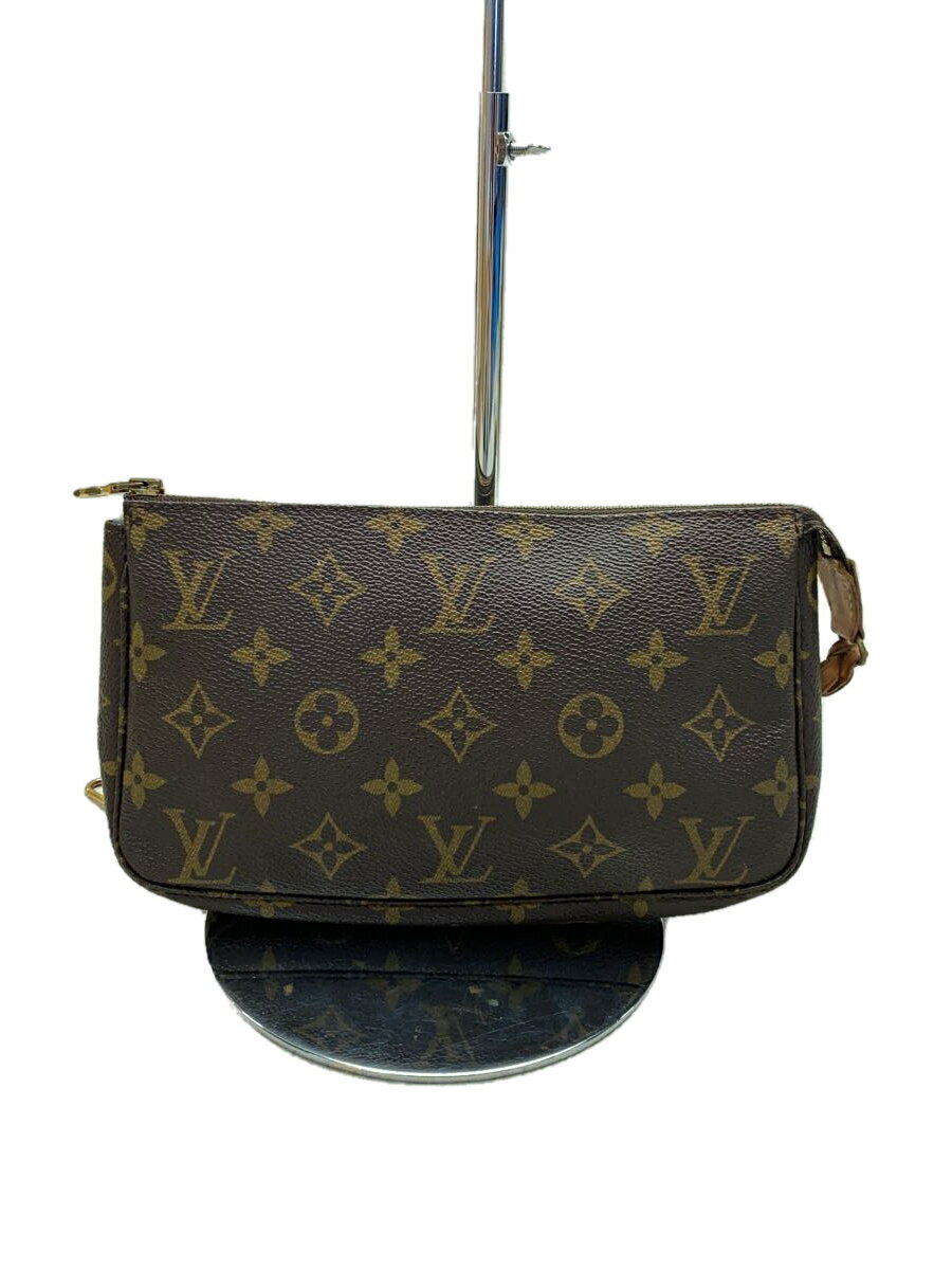 【中古】LOUIS VUITTON◆1)ポシェット・アクセソワール_モノグラム・キャンバス_BRW/PVC/BRW【バッグ】