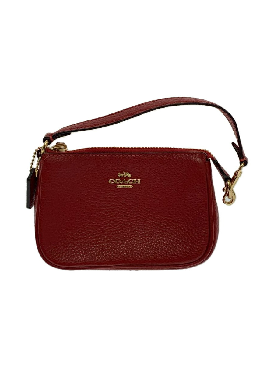 【中古】COACH◆ポーチ/レザー/RED/6386【バッグ】