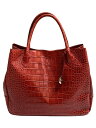 【中古】FURLA◆クロコ型押し/トートバッグ/レザー/RED【バッグ】(4)