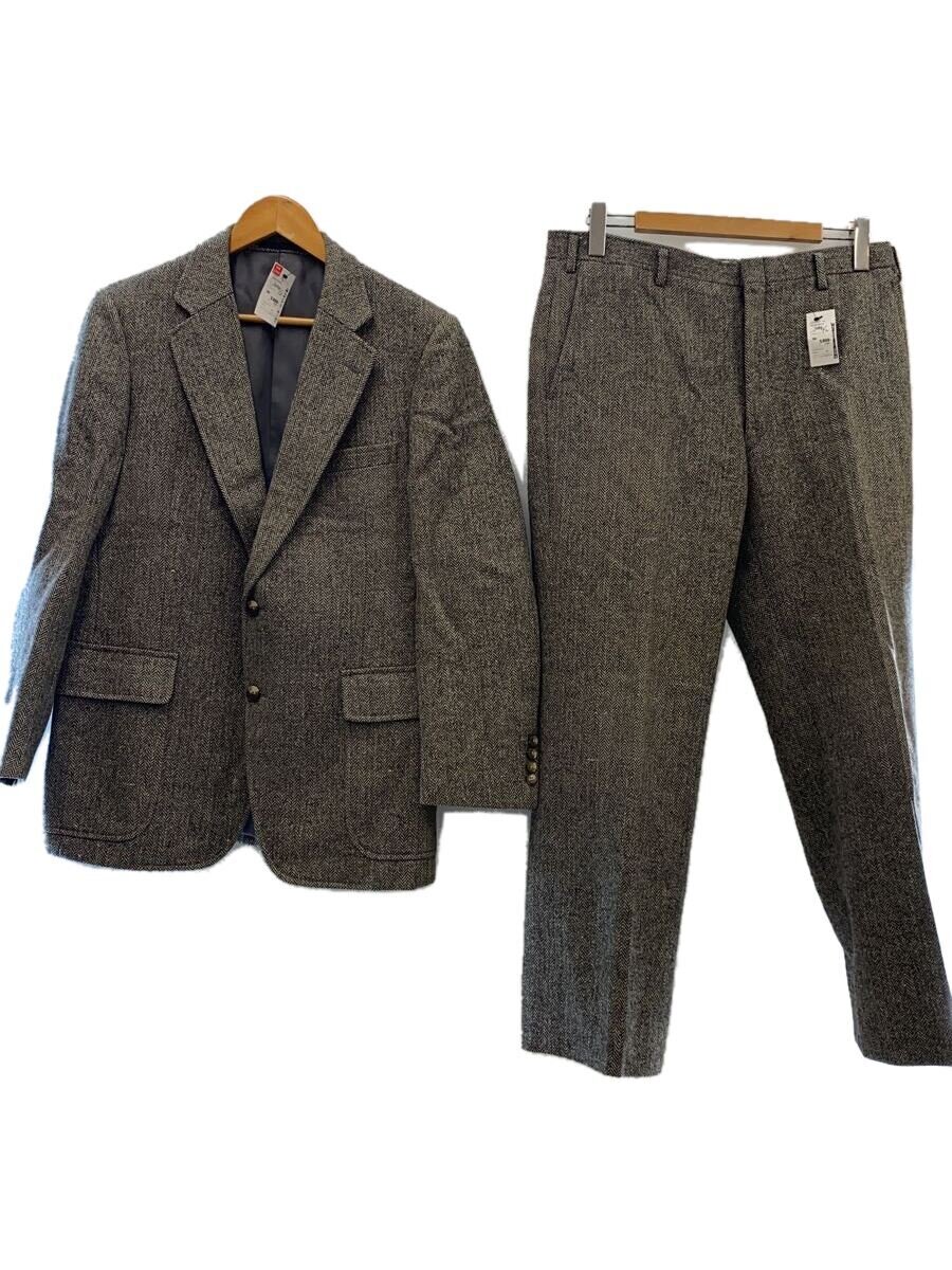 【中古】BURBERRYS◆2B/サイドベンツ/パンツタックなしセットアップ/AB6/ウール/GRY/ヘリンボーン【メンズウェア】