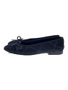 【中古】CHANEL◆コオマーク/バレエシューズ/37/ブラック/デニム/G02819【シューズ】