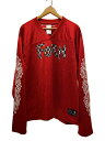 【中古】CHROME HEARTS◆×MATTY BOY/MESH WARM UP JERSEY/長袖Tシャツ/L/ナイロン/レッド【メンズウェア】