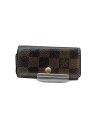 【中古】LOUIS VUITTON◆ミュルティクレ4_ダミエ・エベヌ_BRW/レザー/BRW/総柄/レディース【服飾雑貨他】