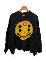 【中古】SAINT MICHAEL◆24AW/CP_CREW KNT/SMILE/BLACK/ニット・セーター(厚手)/M/ウール/BLK【メンズウェア】