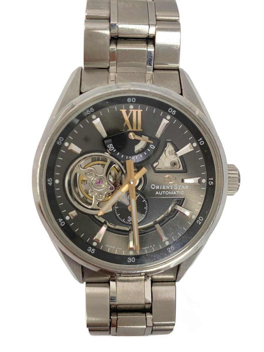 【中古】Orient Star◆モダンスケルトン/自動巻腕時計/アナログ/ステンレス/BLK/SLV/F6F4-UAB0【服飾雑貨他】