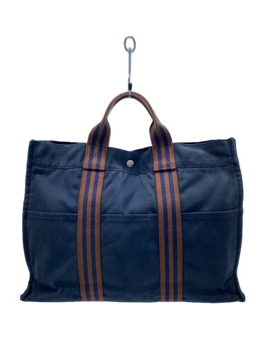 【中古】HERMES◆トートバッグ/フールトゥ/キャンバス/NVY【バッグ】 【中古】HERMES◆トートバッグ/フールトゥ/キャンバス/NVY【バッグ】