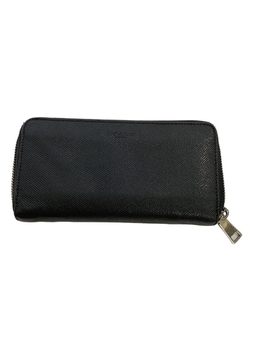 【中古】COACH◆アコーディオンウォレットクロスグレインレザー/長財布/レザー/BLK/メンズ/F58107【服飾雑貨他】