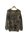 【中古】カーディガン(厚手)/L/ウール/BRW/総柄【メンズウェア】