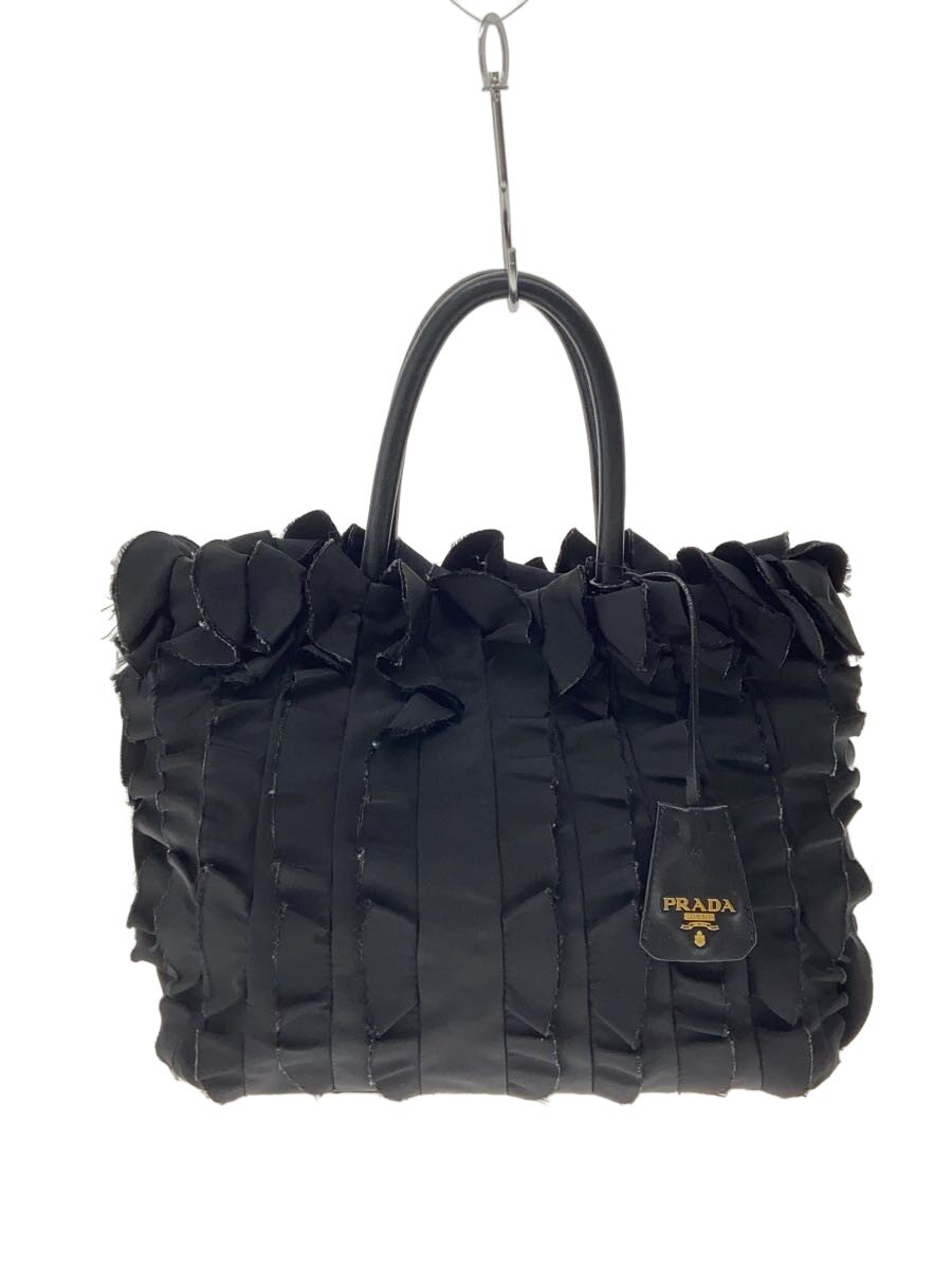 【中古】PRADA◆トートバッグ/フリル/BLK/BN1728【バッグ】