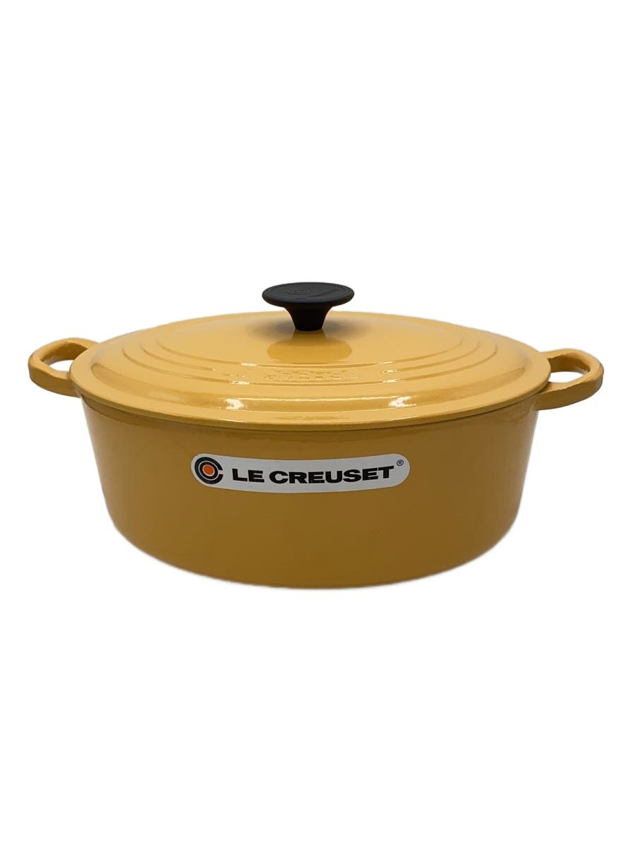 【中古】LE CREUSET◆鍋/YLW/SIGNATURE/ココットオーバル27cm/4.1L// ...