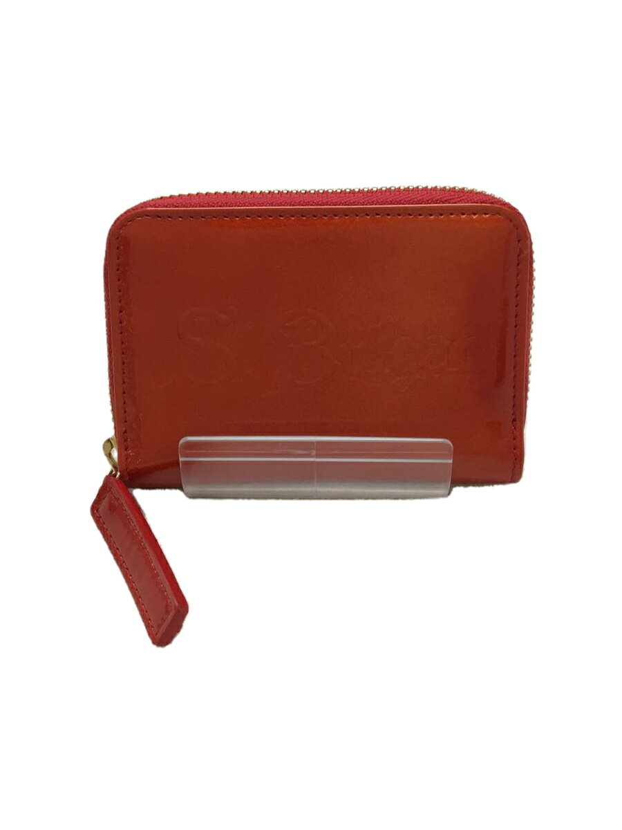 【中古】BVLGARI◆ソリティオ/MINI ZIPPED WALLET/コインケース/PVC/RED/生地ベタツキ有【服飾雑貨他】