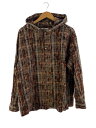 【中古】JOURNAL STANDARD◆24AW/オーバーダイ フーディシャツ/長袖シャツ/L/コットン/BRW/総柄【メンズウェア】