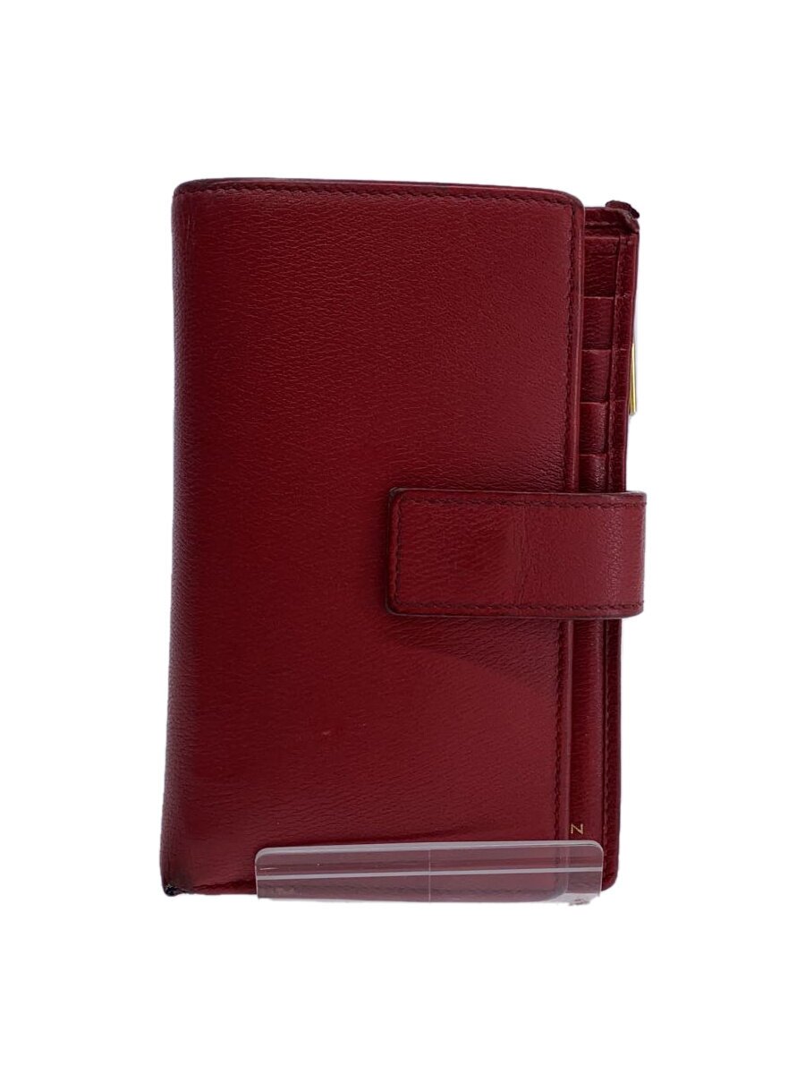 【中古】SMYTHSON◆2つ折り財布/レザー/レッド/無地/レディース【服飾雑貨他】
