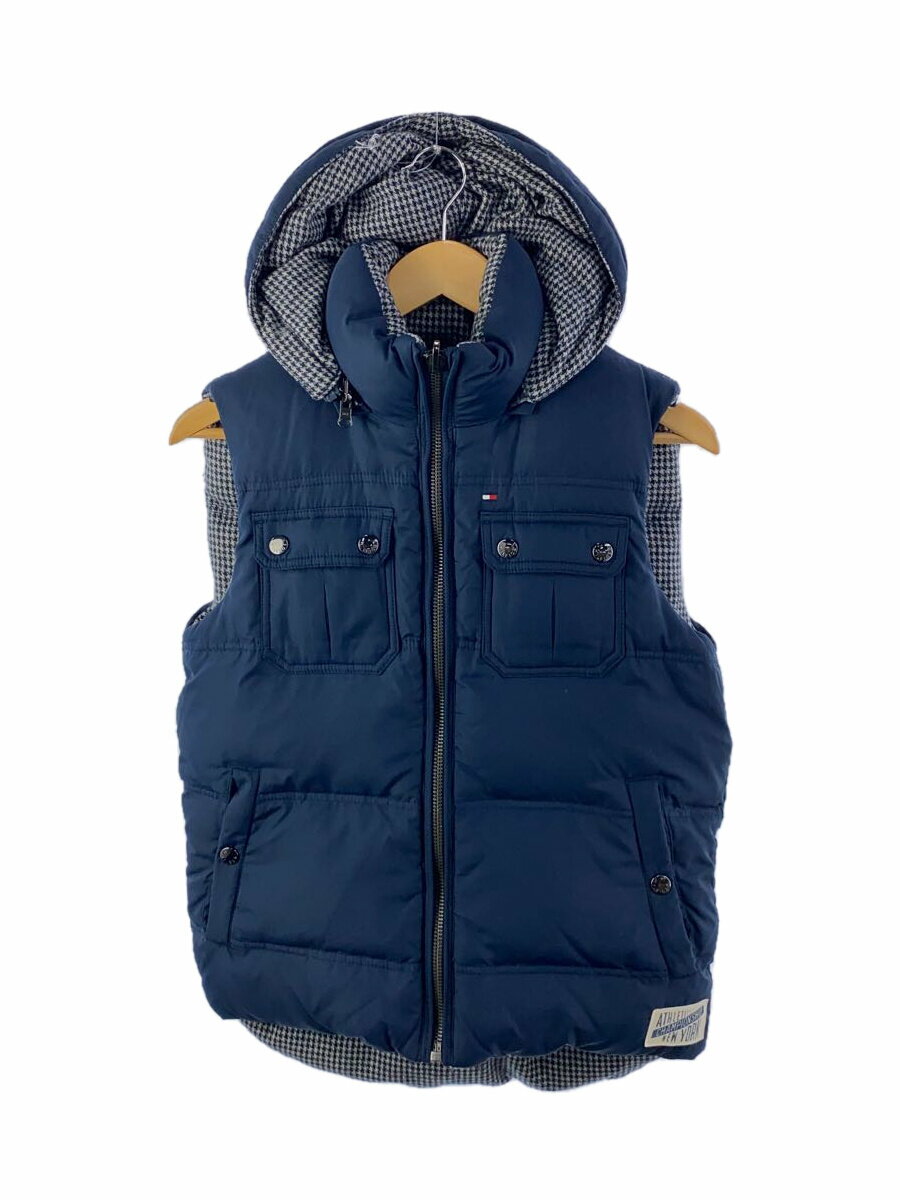 【中古】TOMMY HILFIGER◆リバーシブル/ダウンベスト/S/ポリエステル/BLK【メンズウェア】